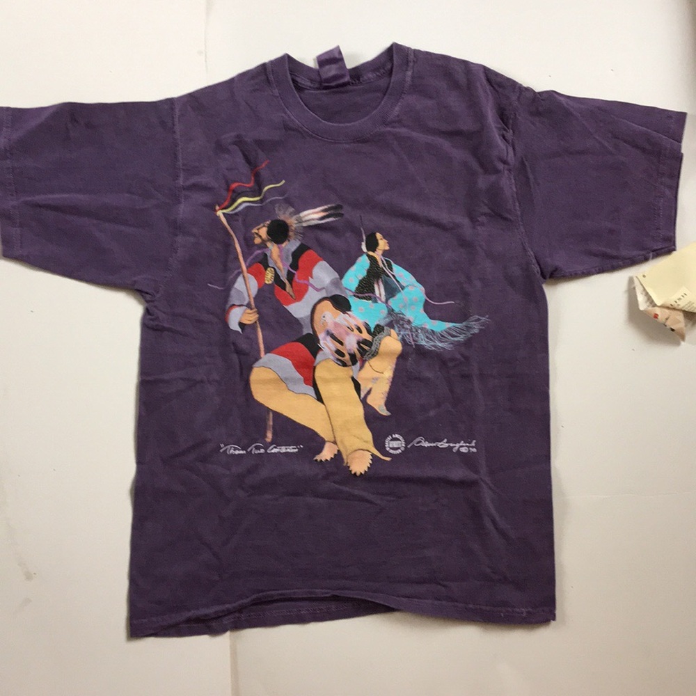Warrior T Shirt Authentic Native American Design 100% Cotton Them Two Contestin